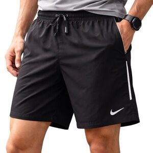 Nike Dri-Fit Black Running Shorts Men's Large Reflective Logo Athletic Gym